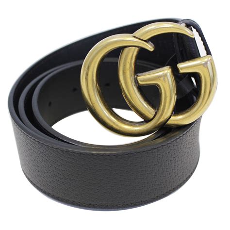 Thin belt with Double G buckle in black leather 